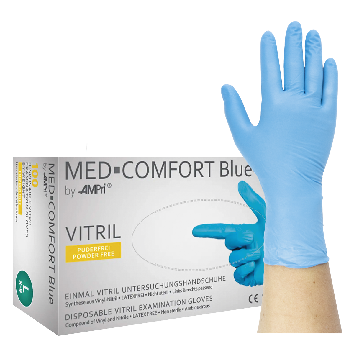MED-COMFORT Blue Vitril – Vitrilhandschuhe, puderfrei, 100 Stück (01251)